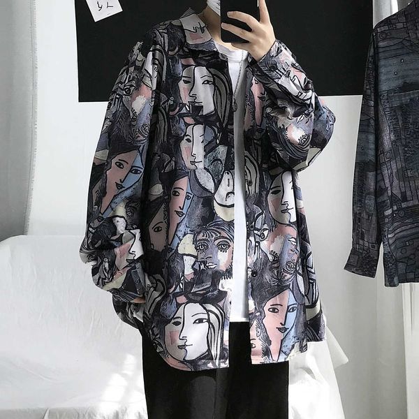 

men's long sleeve versatile casual korean loose fashion brand ruffian handsome inch shirt coat, White;black