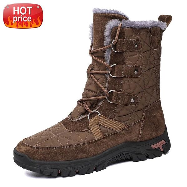 

winter with fur snow boots for men sneakers male shoes casual quality waterproof ankle -30 degree celsius warm boots 46-48 #as0e