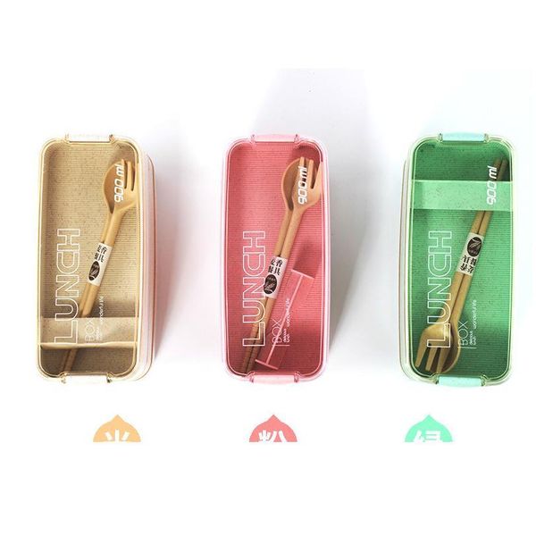 

3 layer lunch box healthy material wheat straw bento boxes microwave dinnerware food storage contain bbysiy
