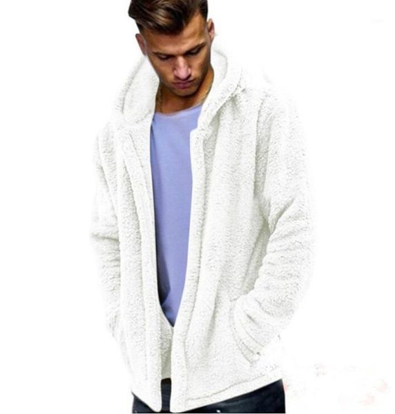 

fashion men's fleece hooded jacket autumn winter casual mens solid color warm cardigan coats male hip hop zipper outwear 1, Black;brown