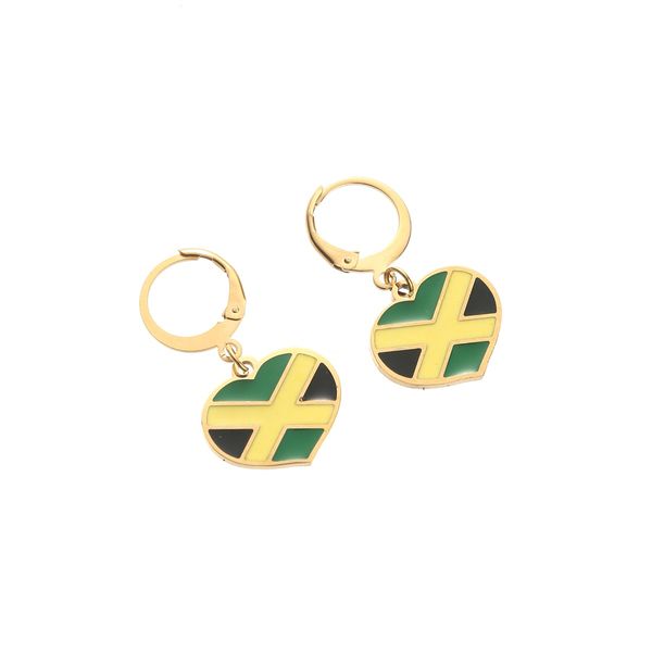 

country jamaica heart flag dangle & chandelier earrings african jamaican jewelry for women gifts, Silver