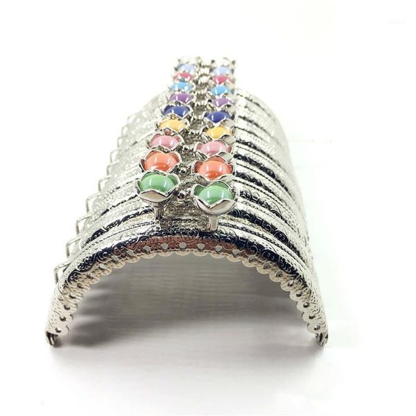 

1pc 13 colors metal frame arch pattern heart fashion purse metalwork lotus head c shape delicate hole diy kiss clasp lock 8.5cm1, Black
