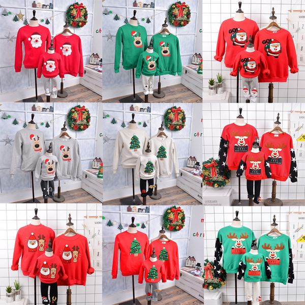 

jersey christmas sweater family look new year family clothes matching outfits shirt father mother daughter mom me kid clothing q1214, Blue