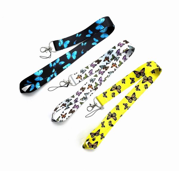 

animal monarch butterfly keychains lanyard credit card id holder bag student women travel card cover badge key chain, Silver