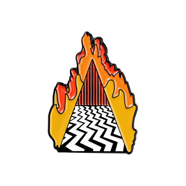 

lynch stijl emaille pin twin peaks badge rode gordijn broche pictogrammen denim jeans shirt zak knop pins gift voor vrienden fan, Blue