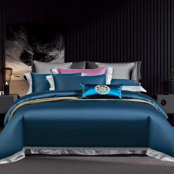 

1000tc egyptian cotton solid color green duvet cover sets luxury  king size comforter cover with 1 bed sheet 2 pillowcases