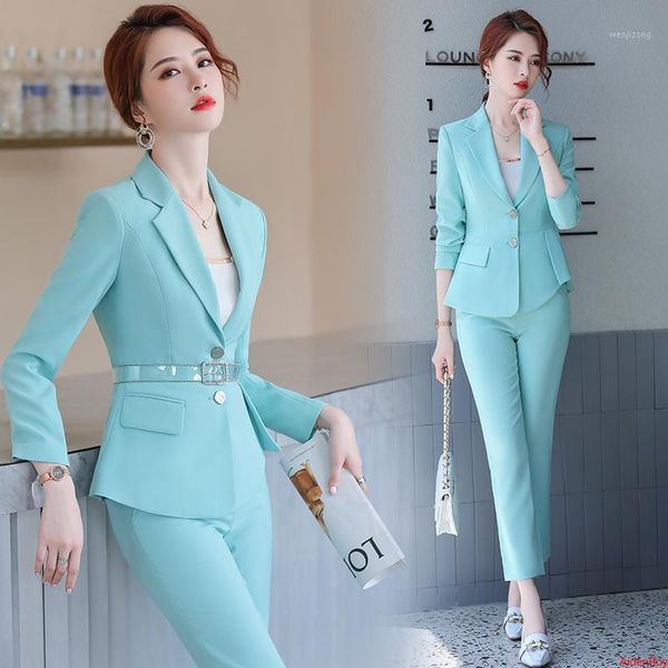 

candy green elegant formal pants suits for pant suit women office work 2piece pant blazer set trousers jacket suit autumn winter1, White;black