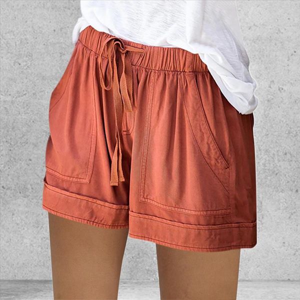 

2021 summer style shorts women candy color elastic with belt short women home casual cotton shorts, White;black
