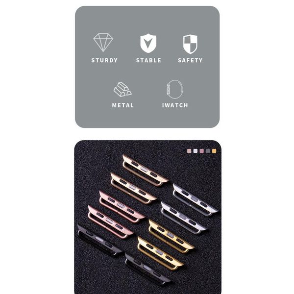 

strap adapter series for watch5 4 3 2 1 connector 42mm 38mm iwatch seamless metal aluminum wristband connector ac qylokw, Black;brown