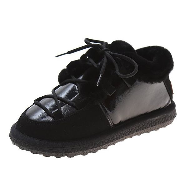 

2021 the new new teddy short woman snowboots comfortable snowshoes winter footwear from women in leather platform ankle boots nxwm, Black