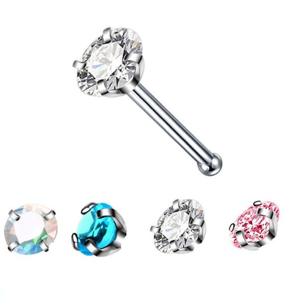 

1/2 шт. кристалл л образный носовой ступенчатый набор из нержавеющей стали циркон сердца нос пирсинг кольцо звезда нос пирсинговый шпильки л, Slivery;golden