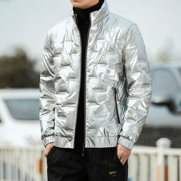 

mens down coat winter jacket goose parka classic casual down jacket white duck down zippers slim thick mens outdoor warm feather lightweight, Black