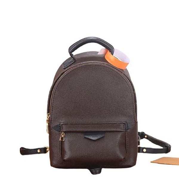 

fashion backpack zipper mini leather ladies men's brown print urban style adjustable shoulder strap single handbag diagonal clutch 22cm