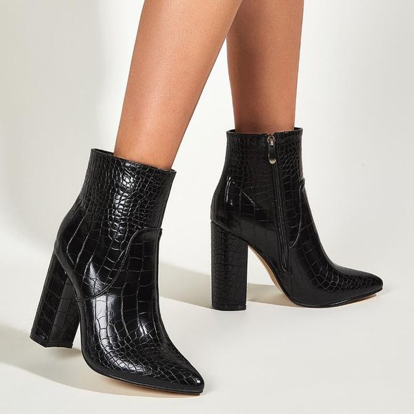 

35 41 size autumn winter retro pointed square heel short and western cowboy women's boots -89700-8, Black