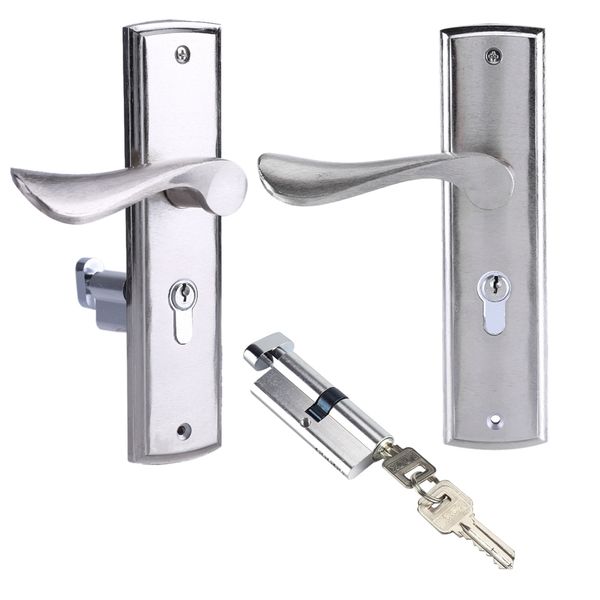 1 Set Durable Door Handle Lock Cilindro Cilindro Front Back Lever Lanch Segurança Home W / Chaves Dupla Latch Room Torno Painel Travadoras de Segurança 201013