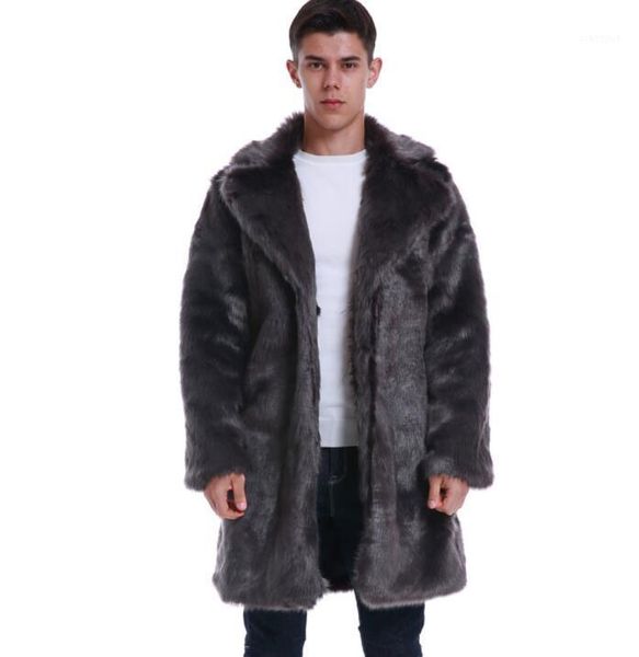 

autumn faux mink leather jacket mens suit collar winter thicken warm fur leather coat men slim jackets jaqueta de couro b191, Black