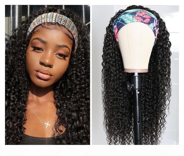

beaudiva curly hair headband wig human hair easy half wig brazilian kinky curly headband looks like real natural, Black;brown