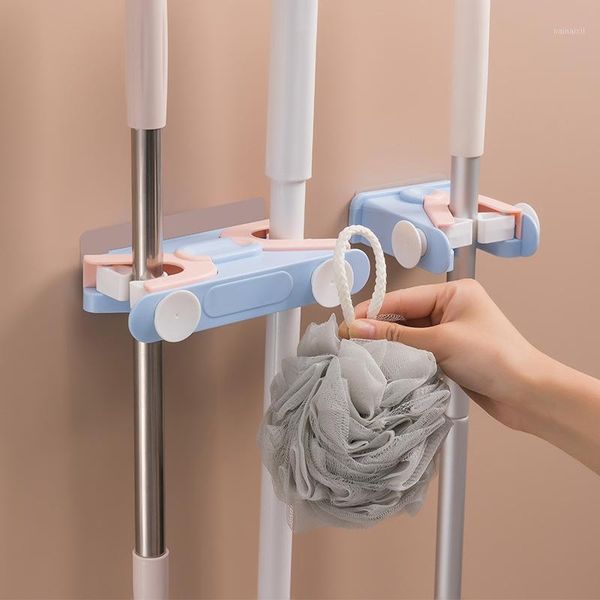 

wall mounted multi-functional broom holder tool magic storage tidying mop hook hole-wall hanging toilet bathroom mop holder1