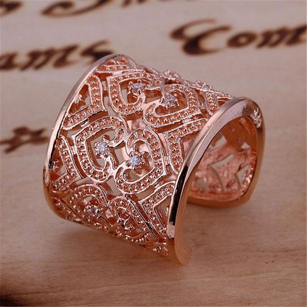 

new fashion charm noble hollow crystal suspicious female ring rose gold color women men ring h bbydla, Silver