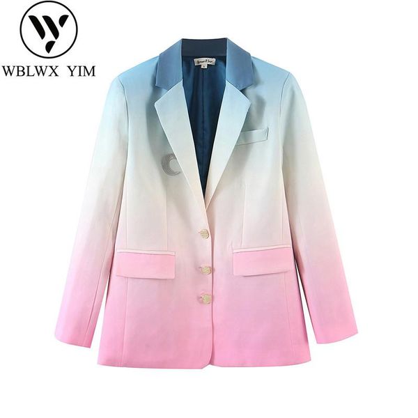 

women's suits & blazers blazer jacket women single breasted lapel loose plus size suit autumn womens fashion embroidery gradient coat, White;black