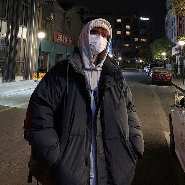 

2020winter new youth popular men's solid color loose thick cotton clothing fashion casual silver/brown/black/ green