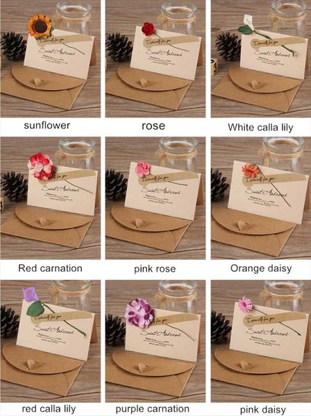 

greeting cards vintage kraft paper dried flower card creative diy blessing card, birthday, tanabata, christmas, wedding invitation car
