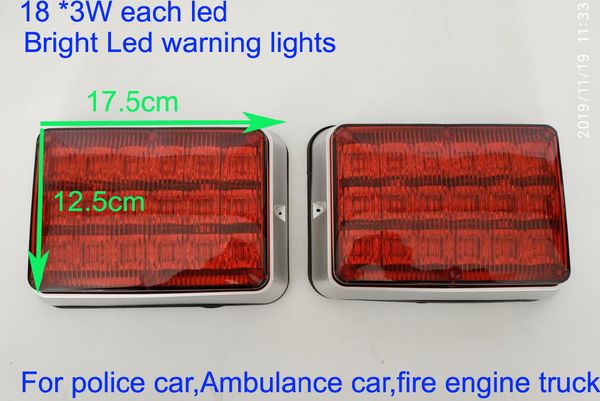 

super bright led car strobe warning lights,18led,each led 3w,ambulance emergency light,fire truck signal lamp,16flash,waterproof,2piece/1lot
