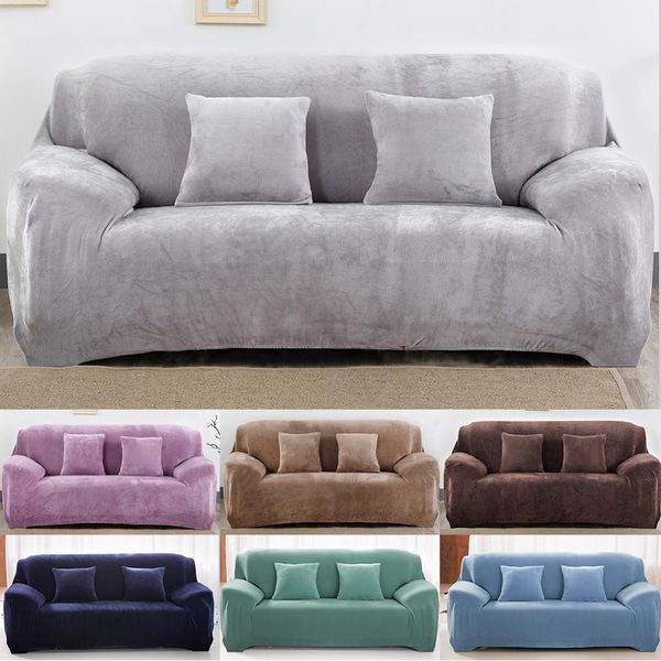 Meijuner-Sofa-Cover-Vollfarb-Plüsch-Verdickung elastischer Couch-Cover Universal-Sektion Slipcover für Hotel Home Living Roomy412 201119