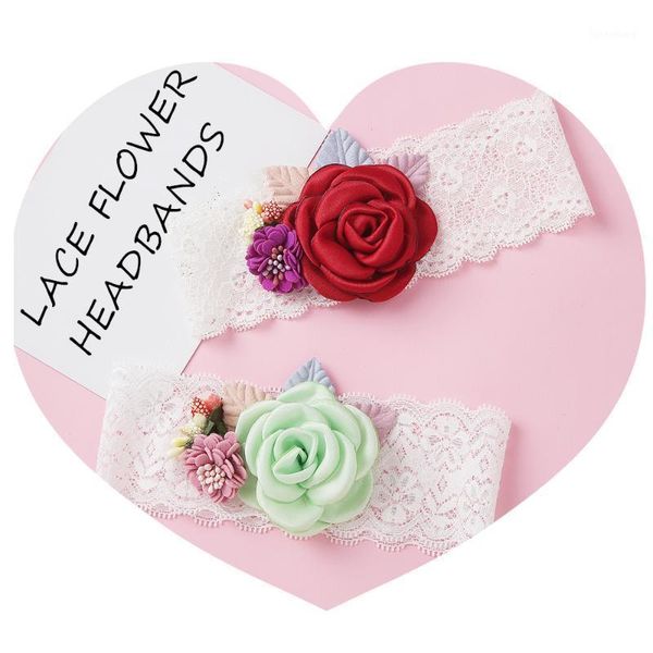 

new lace flower headbands for girls cute korean elastic hairband lace headband baby accessories girls turban hair accessories1, Slivery;white