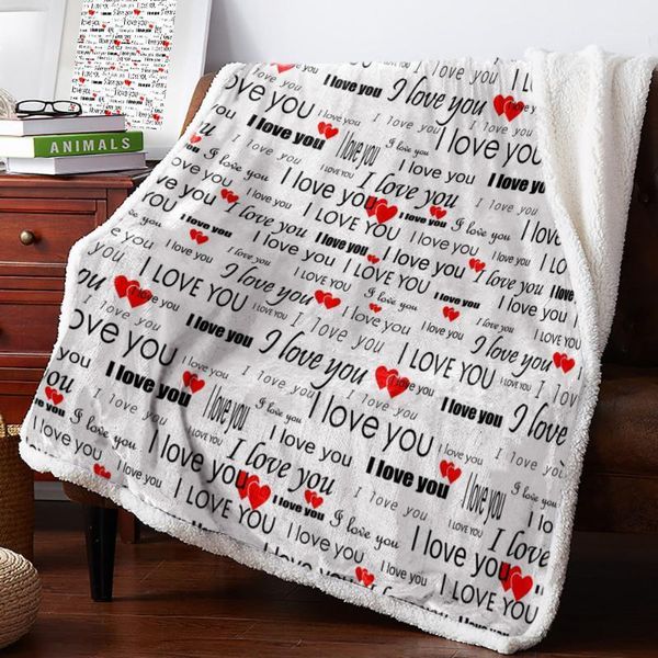 

english alphabet font red heart art throw blanket bedspread coverlet soft warm fleece blanket christmas decor blankets for beds1