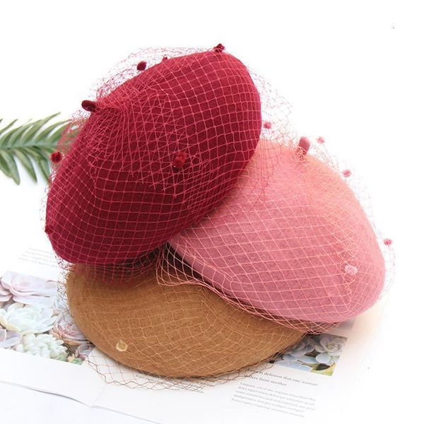 

beret women mesh camel painter cap female vintage hats with veil elegant winter ladies soft french artist hat beret h wmthjs, Blue;gray