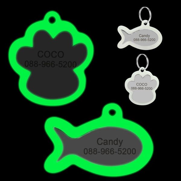 

fluorescence personalized dog id tag custom engraved dogs tags glow light pet accessorries bone paw fi jllhwo
