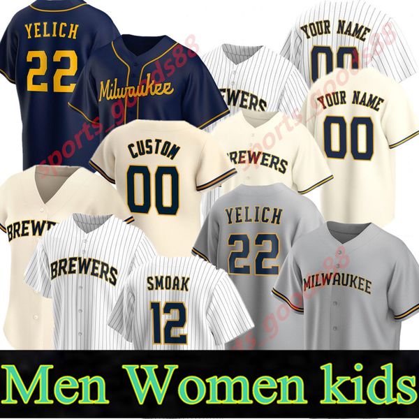 

custom 2020 brewers jersey men women kids christian yelich 50th josh hader woodruff lorenzo cain ryan braun brent suter orlando baseball, Blue;black