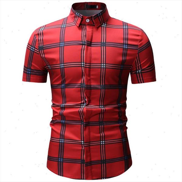 

loldeal mens casual collared checked short sleeve plaid button down dress shirt drop shipping good quality, White;black
