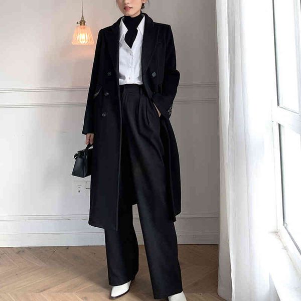 

women's wool & blends [eam] loose fit pockets black woolen coat parkas notched collar long sleeve women fashion autumn winter 2022 1dd4