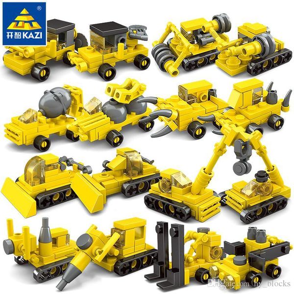 

8 styles kids toys truck engineering set technic excavator mini vehicles building blocks compatible city construction bricks boy gift 04