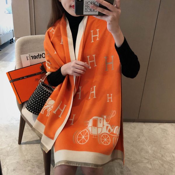 

brand designers luxurious ladies scarf long 185x65cm winter thermal cashmere logomania pashmina for womens comfortable wearing, Blue;gray