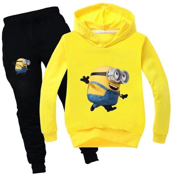 Autunno Inverno Abiti di Halloween per ragazze Minions Kawaii Abbigliamento per bambini Set Cotone Natale Ringraziamento Ragazzi Vestiti 201031