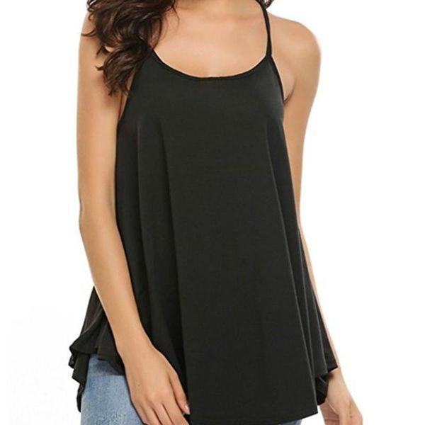 

women fashion camisole 2020 summer clothing spaghetti strap solid color v-neck long length size s to xxl female casual, White