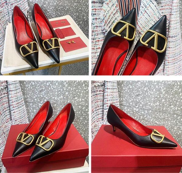 

2020 new toe mark pointed metal gold buckle stiletto heels high women sandals shoes v soon right 34-41 1fzu, Black