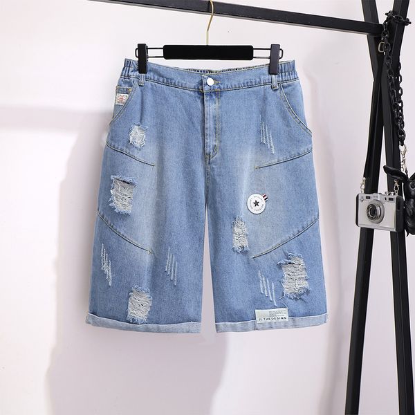

2021 new jeans women summer high waist short denim fashion korean style vintage hole casual shorts plus size 6xl y350 lzz8, Blue