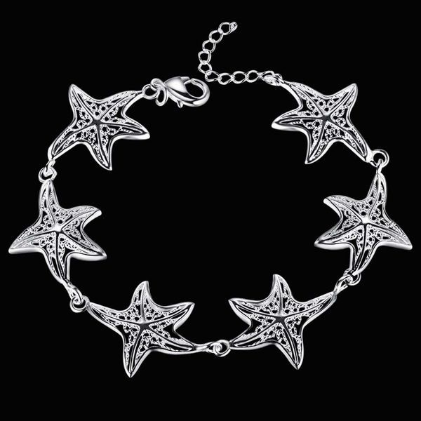 

fine nice charms star fishstar silver color bracelets for women wedding fashion jewelry christmas gifts lh016 h bbyvra, Black