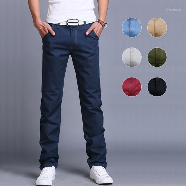 

fashion men business casual pants cotton slim straight trousers spring summer long pants -mx81, Black