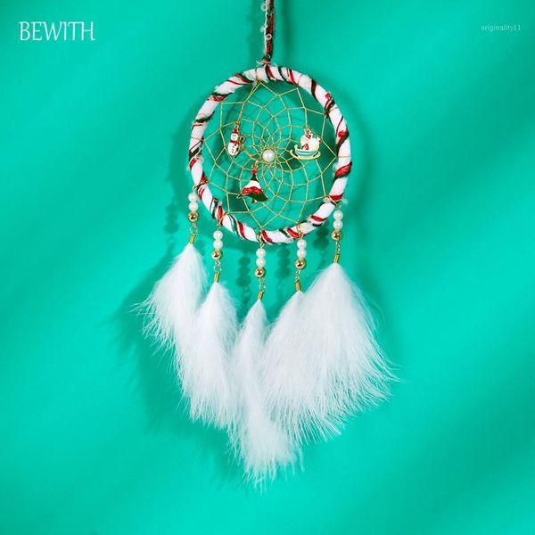 

bewith christmas santa claus & snowman & christmas tree dreamcatcher with feather decoration accessories gift bw11031