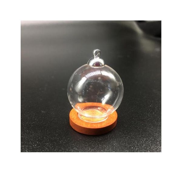 

500sets/lot 25*15mm glass globe orbs white/light red round wood base silver beads cap set wishing glass vial sqchdc, Bronze;silver
