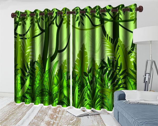 

green forest 3d curtain romantic landscape blackout 3d curtain beautiful and practical 3d digital printing curtains