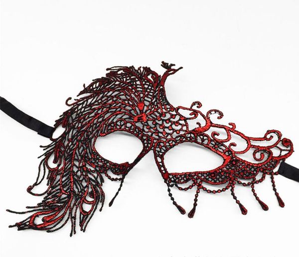 Mysteriöser Engel Red Lace Eye Party Masken Populär Weihnachts Halloween Hochzeit verfügbar Neujahrsmaske