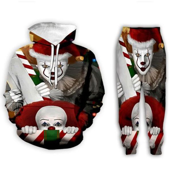 

new men/womens halloween horror movie funny 3d print fashion tracksuits hip hop pants + hoodies mh065, Gray