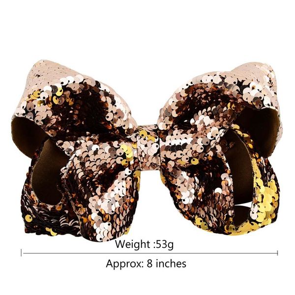 

large 18 color 8inch girls embroideried sequin bows with alligator clips colorful hairpins bling barrette hair accessories 868 buvb, Slivery;white