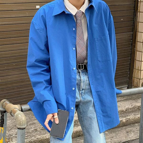 

men's casual shirts spring cotton shirt fashion solid color business men korean loose long-sleeved mens dress -2xl, White;black